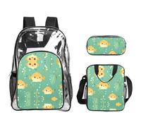 WZYCWB puffer fish motif Printed backpack set | Lunch bag and pencil case | Perfect for work, business trips, and vacations.