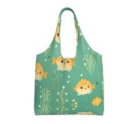 WZYCWB puffer fish motif Printed Single Shoulder Commuter Canvas Bag, Grocery Shopping Bag, Daily Use Canvas Bag