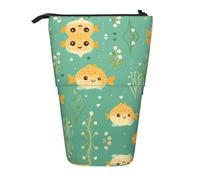 WZYCWB Puffer Fish Motif Retractable Storage Container for Pen Holders, Makeup Brush Holders, or Coin Drawstring Bags.