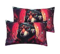 WZYCWB Punk style dog Patterned 2-pack faux linen pillowcases, ideal for bedroom sofas