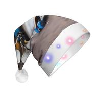 WZYCWB Puppet on skateboard Patterns Santa Hat | Plush Glowing Holiday Hat for Christmas, New Year's, and Party Events