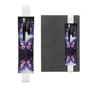 WZYCWB Purple Butterfly Flowers Adjustable Journal Bookmark, Leather Pen Holder Bookmark, Perfect for Back to School Christmas Gift Bookmark Leather Pen Holder,