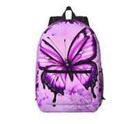 WZYCWB Purple Butterfly Printed backpack with pockets - suitable for work, business trips, travel, sports