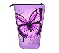 WZYCWB Purple Butterfly Printed Retractable Pen Holder for Dorm or Office use.