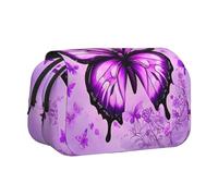 WZYCWB Purple Butterfly Printing Portable Pencil Case ideal for organizing pens in the office or storing makeup brushes