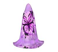 WZYCWB Purple Butterfly S Patterned Hooded Cape Cosplay Costume - Holiday Party Costume Props