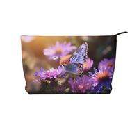 WZYCWB Purple Chrysanthemum Butterfly Patterned Toiletry Storage Bag, Essential for organizing Cosmetics and Skincare Products.