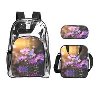 WZYCWB Purple Chrysanthemum Butterfly Printed backpack set | Lunch bag and pencil case | Perfect for work, business trips, and vacations.