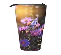 WZYCWB Purple Chrysanthemum Butterfly Retractable Storage Container for Pen Holders, Makeup Brush Holders, or Coin Drawstring Bags.