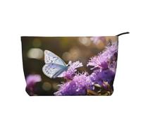 WZYCWB Purple Flowers and Butterflies Patterned Toiletry Storage Bag, Essential for organizing Cosmetics and Skincare Products.