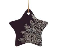 WZYCWB purple Lace background patterned Star Shape ceramic pendant, perfect for decorating your home Christmas tree for winter parties