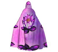 WZYCWB Purple Lotus Printed adult party decoration cape, Halloween hooded cape, unisex Halloween, carnival, masquerade, role play