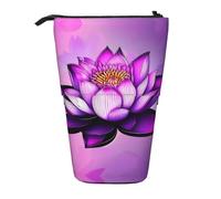 WZYCWB Purple Lotus Printed Retractable Pen Holder Suitable for use as a Simple Cosmetic Bag, Wallet, etc.