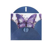WZYCWB Purple Oil Painting Butterfly Patterned Blue Holiday Card (6x4) with Envelope. Suitable for birthdays, weddings, and condolences.