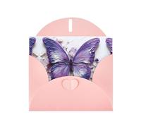 WZYCWB Purple Oil Painting Butterfly Patterned Pink Holiday Card (6x4) with Envelope. Suitable for birthdays, weddings, and condolences.
