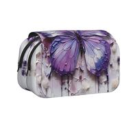 WZYCWB Purple Oil Painting Butterfly Patterned Portable Pencil Case ideal for organizing pens in the office or storing makeup brushes