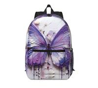 WZYCWB Purple Oil Painting Butterfly Printed backpack with pockets - suitable for work, business trips, travel, sports