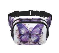 WZYCWB Purple Oil Painting Butterfly Sports Waist Bag, Trendy and Fashionable Crossbody Bag, Lightweight Travel Small Bag