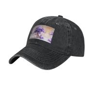 WZYCWB Purple vase Bouquet Black Print Denim Baseball Cap, Adjustable, Suitable for Travel and Everyday Casual wear.
