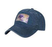 WZYCWB Purple vase Bouquet Navy Blue Print Denim Baseball Cap, Adjustable, Suitable for Travel and Everyday Casual wear.