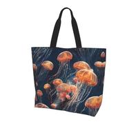 WZYCWB Quantum Jellyfish Swarm Printed Tote Bag - Shoulder Bag - Suitable for Travel, Yoga, Beach, Commute, Shopping - Gift for Men and Women