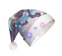 WZYCWB Quantum Unicorn Printed Glowing Santa Hat - Perfect for Christmas, New Year's, and Holiday Parties