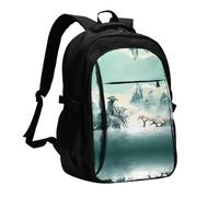 WZYCWB Quiet Landscape Printed laptop backpack, business men's commuter backpack, computer bag with USB port charging