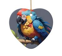 WZYCWB Quiet Parrot patterned Heart Shape ceramic pendant, perfect for decorating your home Christmas tree for winter parties