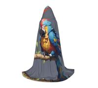 WZYCWB Quiet Parrot Printed Small Hooded Cape, Holiday Party Costume, Carnival Party Prop, Sizes S/M/L