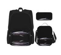 WZYCWB Quiet shark Backpack set (3-piece set) - student school bag + pencil case + lunch bag, large capacity backpack