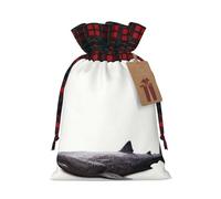 WZYCWB Quiet shark Christmas Gift Bags for Christmas Party Supplies Decorations, 8.3 * 11.8 Inch Colorblock Burlap Drawstring Gift Bags,