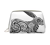 WZYCWB Rabbit Abstract Drawing Printed Leather Cosmetic Bag for Women - Stylish and Soft, Durable