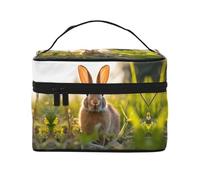 WZYCWB Rabbit in the grass Large cosmetic bag for women, portable large capacity cosmetic bag, travel cosmetic bag storage bag for girls, Black, One Size, Black, One Size