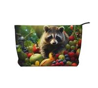 WZYCWB Raccoon on Fruit Patterned Toiletry Storage Bag, Essential for organizing Cosmetics and Skincare Products.