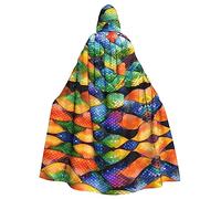 WZYCWB Rainbow Fish Scale Halloween decoration cape, adult large size hooded cape, unisex carnival cape for masquerade, role play