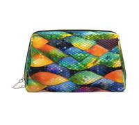 WZYCWB Rainbow Fish Scale Patterned Leather Cosmetic Bag - Perfect for Carry-On or Home Organization