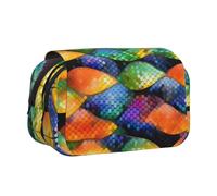 WZYCWB Rainbow Fish Scale Patterned Portable Pencil Case ideal for organizing pens in the office or storing makeup brushes