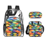 WZYCWB Rainbow Fish Scale Printed backpack set | Lunch bag and pencil case | Perfect for work, business trips, and vacations.