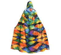 WZYCWB Rainbow Fish Scale Printed Hooded Cape - Perfect for Halloween parties, theatrical performances, and photoshoots.
