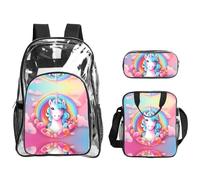 WZYCWB Rainbow Unicorn Printed backpack set | Lunch bag and pencil case | Perfect for work, business trips, and vacations.