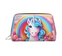 WZYCWB Rainbow Unicorn Printed Leather Cosmetic Bag for Women - Stylish and Soft, Durable