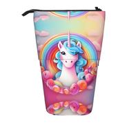 WZYCWB Rainbow Unicorn Retractable Storage Container for Pen Holders, Makeup Brush Holders, or Coin Drawstring Bags.
