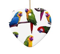 WZYCWB Rainforest Parrot patterned Heart Shape ceramic pendant, perfect for decorating your home Christmas tree for winter parties