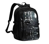 WZYCWB Rainy Night Black Rose Printed laptop backpack, business men's commuter backpack, computer bag with USB port charging