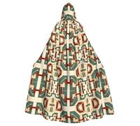 WZYCWB Random Geometric Patterns Halloween hooded cape, a stylish adult cape perfect for carnivals, themed parties, and masquerades.