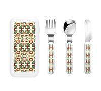 WZYCWB Random Geometric Patterns Pattern Tableware Set 3-Piece Set Kindergarten Tableware Outdoor Picnic Portable Tableware