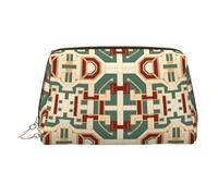 WZYCWB Random Geometric Patterns Printed Leather Cosmetic Bag for Women - Stylish and Soft, Durable