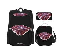 WZYCWB Red Agate Backpack set (3-piece set) - student school bag + pencil case + lunch bag, large capacity backpack