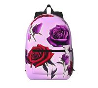 WZYCWB Red and purple roses Printed backpack with pockets - suitable for work, business trips, travel, sports