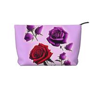 WZYCWB Red and Purple Roses Printed Cosmetic Storage Bag, Perfect for Business Trips and Travel.